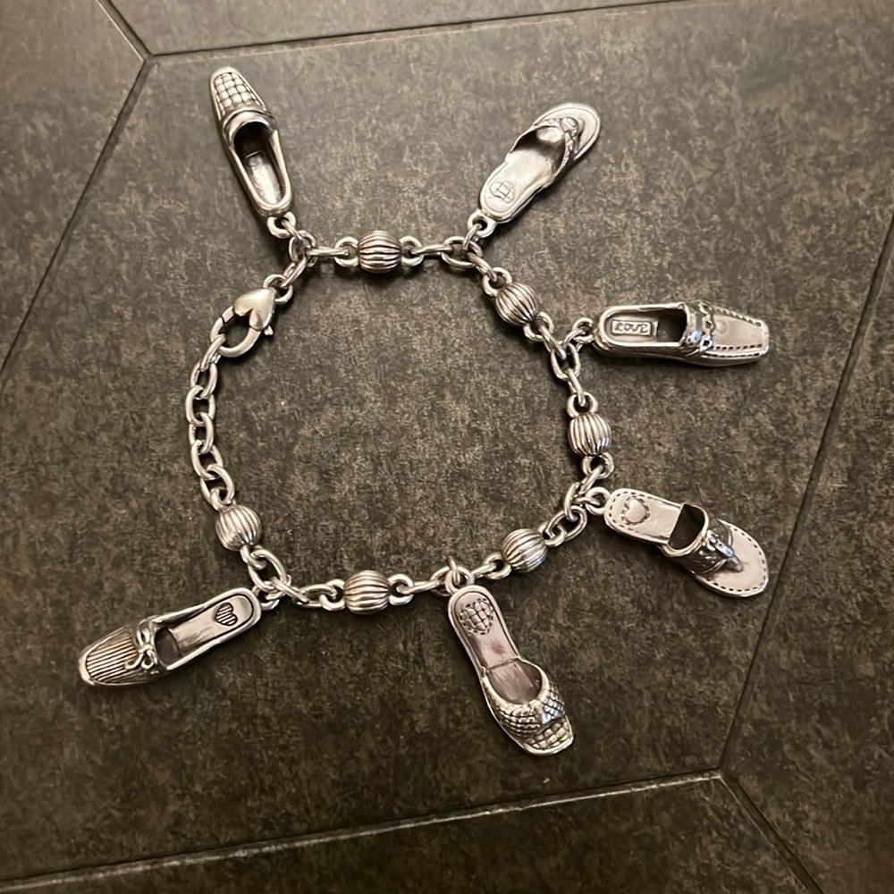 Brighton Silver-Tone Shoe Charm Bracelet